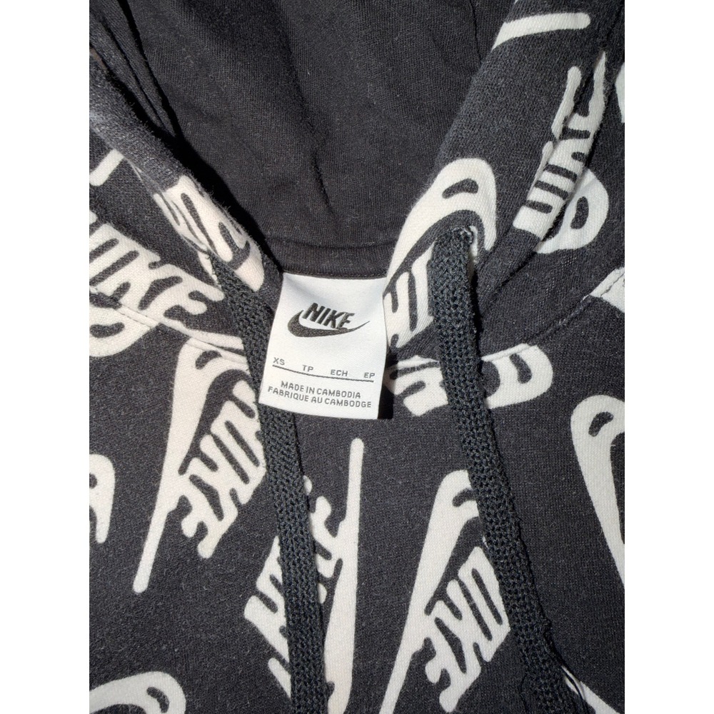 Nike All Over Logo Print Hoodie Black White‎ Men's Size XS - Picture 6 of 7